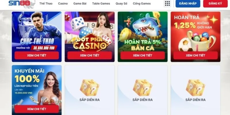 Tổng hợp khuyến mãi SIN88 hot nhất hiện có tại nhà cái